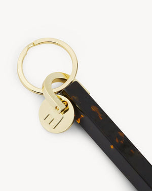 Dark Tortoise & Gold Bar Keychain