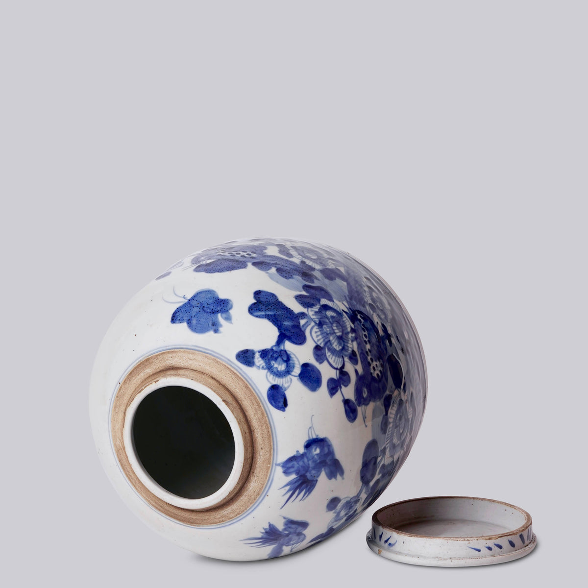 Blue &amp; White Porcelain Bird &amp; Flower Storage Jar