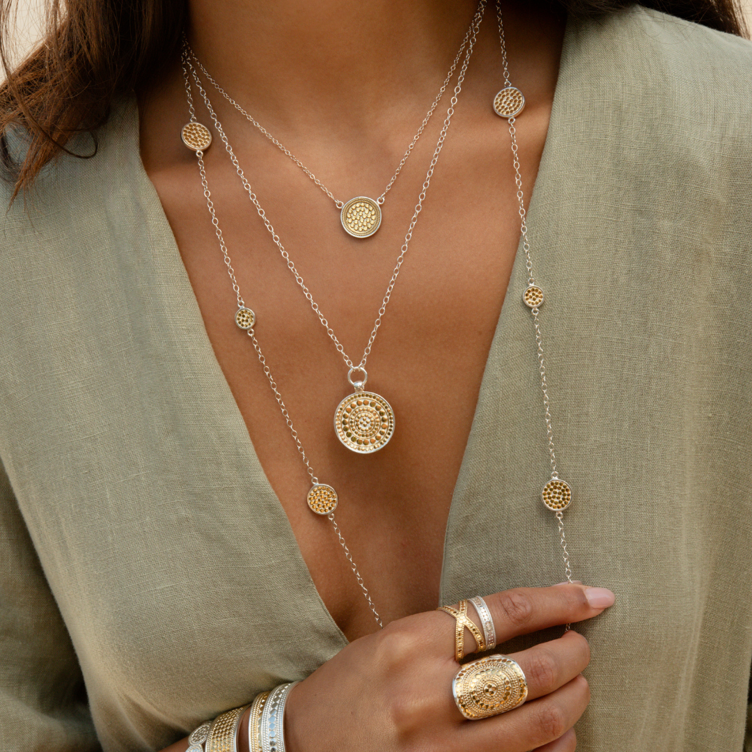 Classic Reversible Disc Pendant Necklace