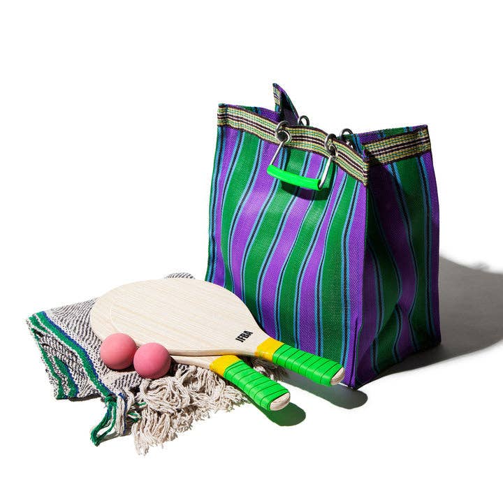 Square Recycled Plastic Stripe Bag
