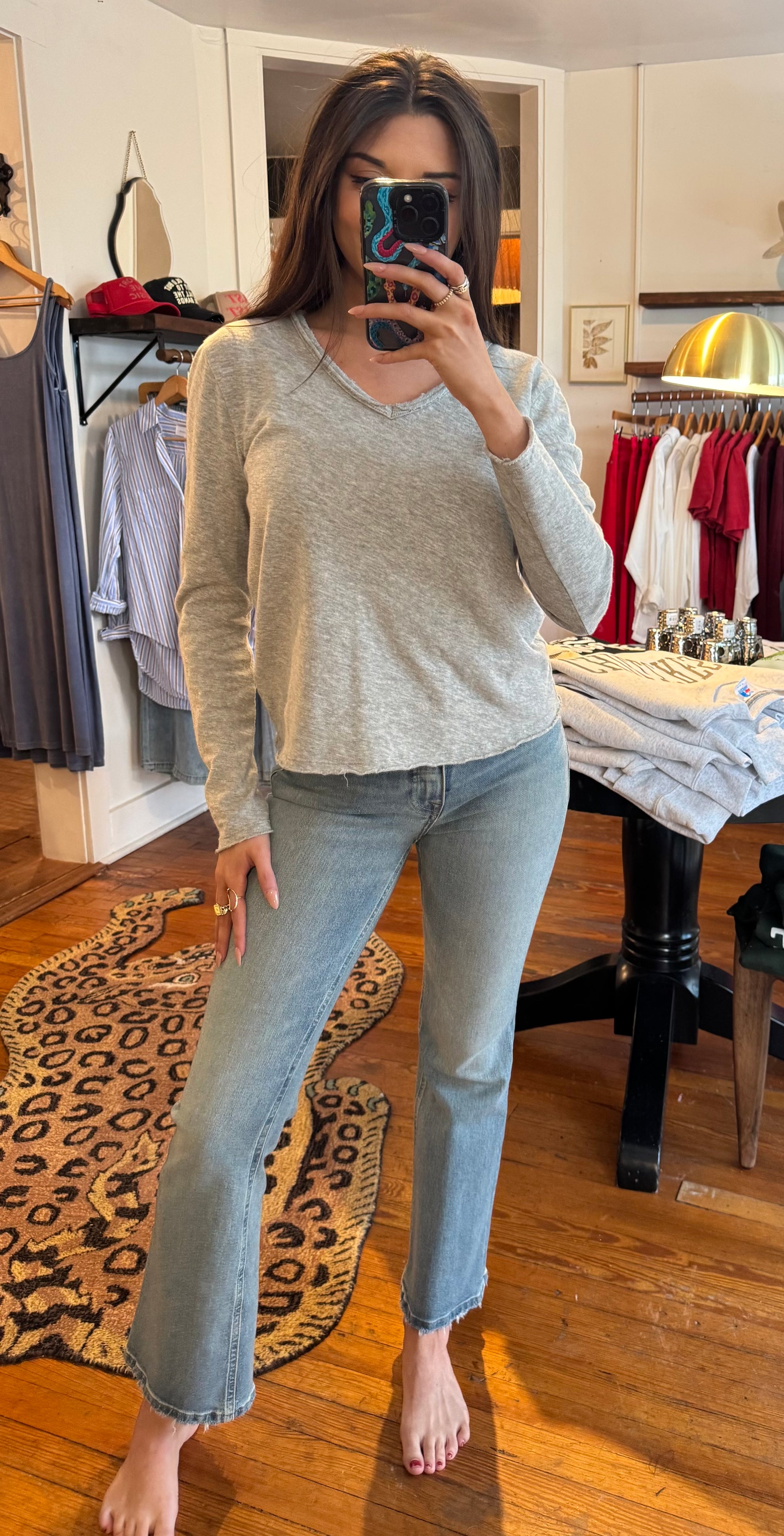 Long Sleeve Heather Grey Vanya Tee