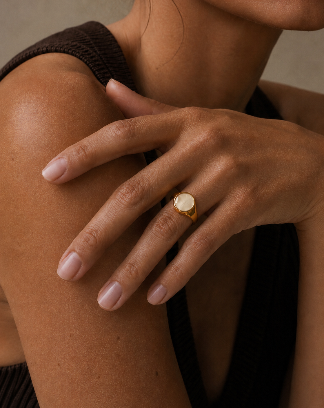 Gold Mother of Pearl Juno Ring