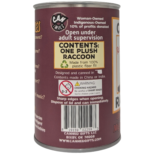 Canned Raccoon - Stuffed Animal