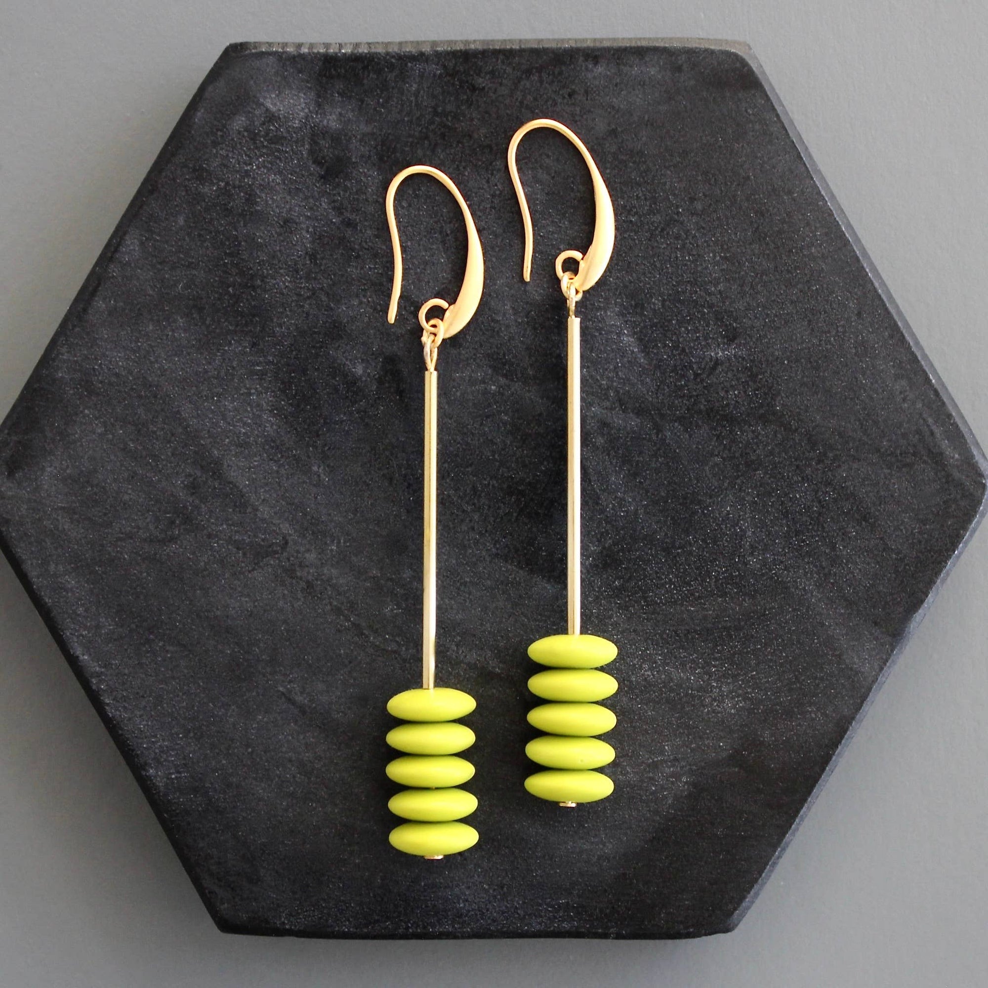 Chartreuse Geometric Earrings