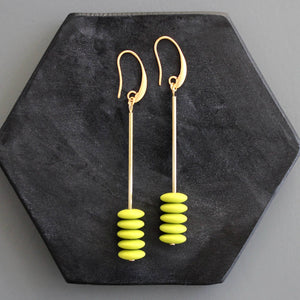 Chartreuse Geometric Earrings