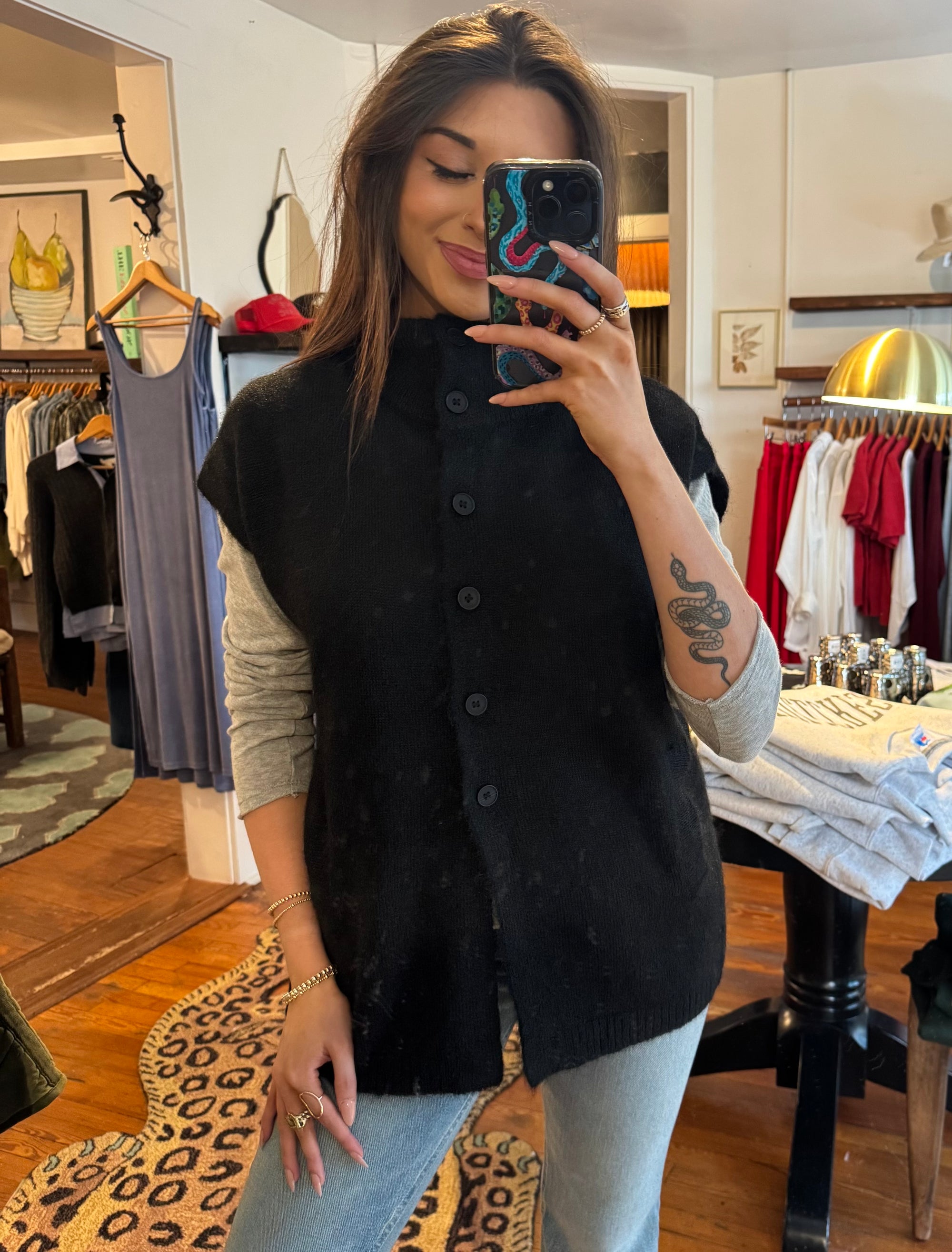 Black Sleeveless Cardigan