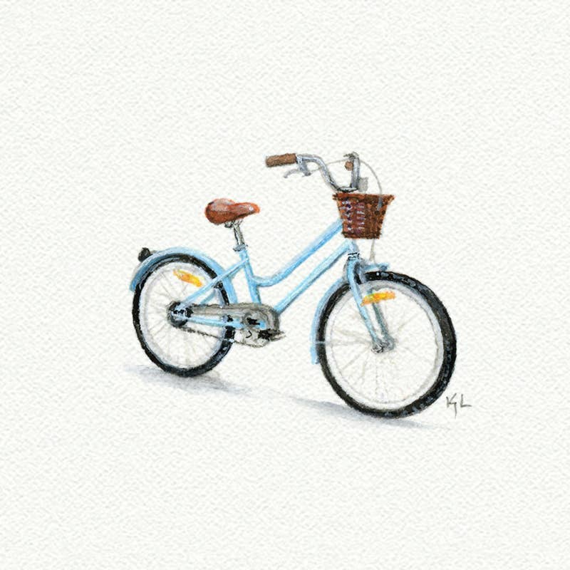 Bike Blue Miniature Watercolor Print