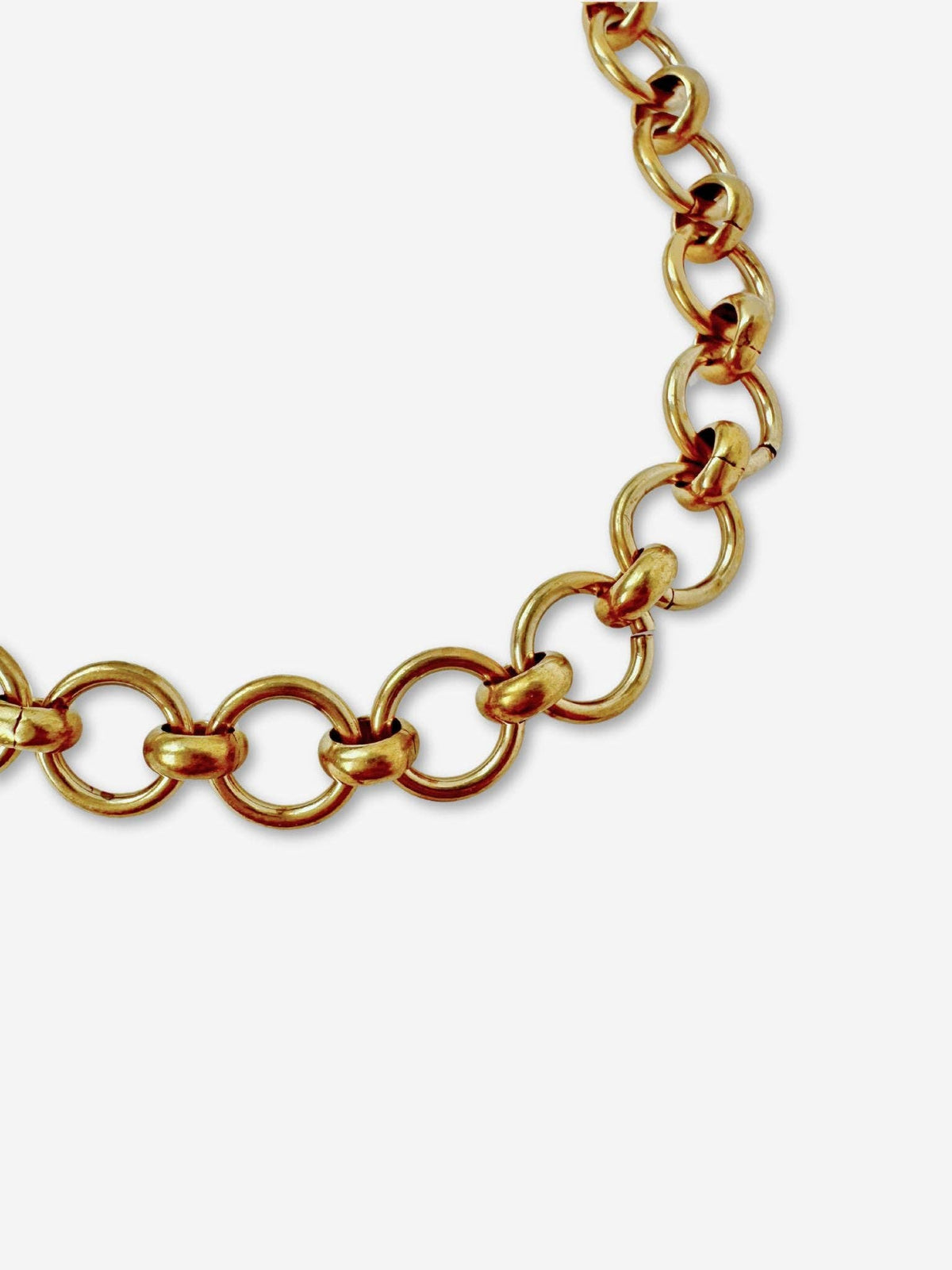 Plain Raw Brass Circle Link Chain Necklace