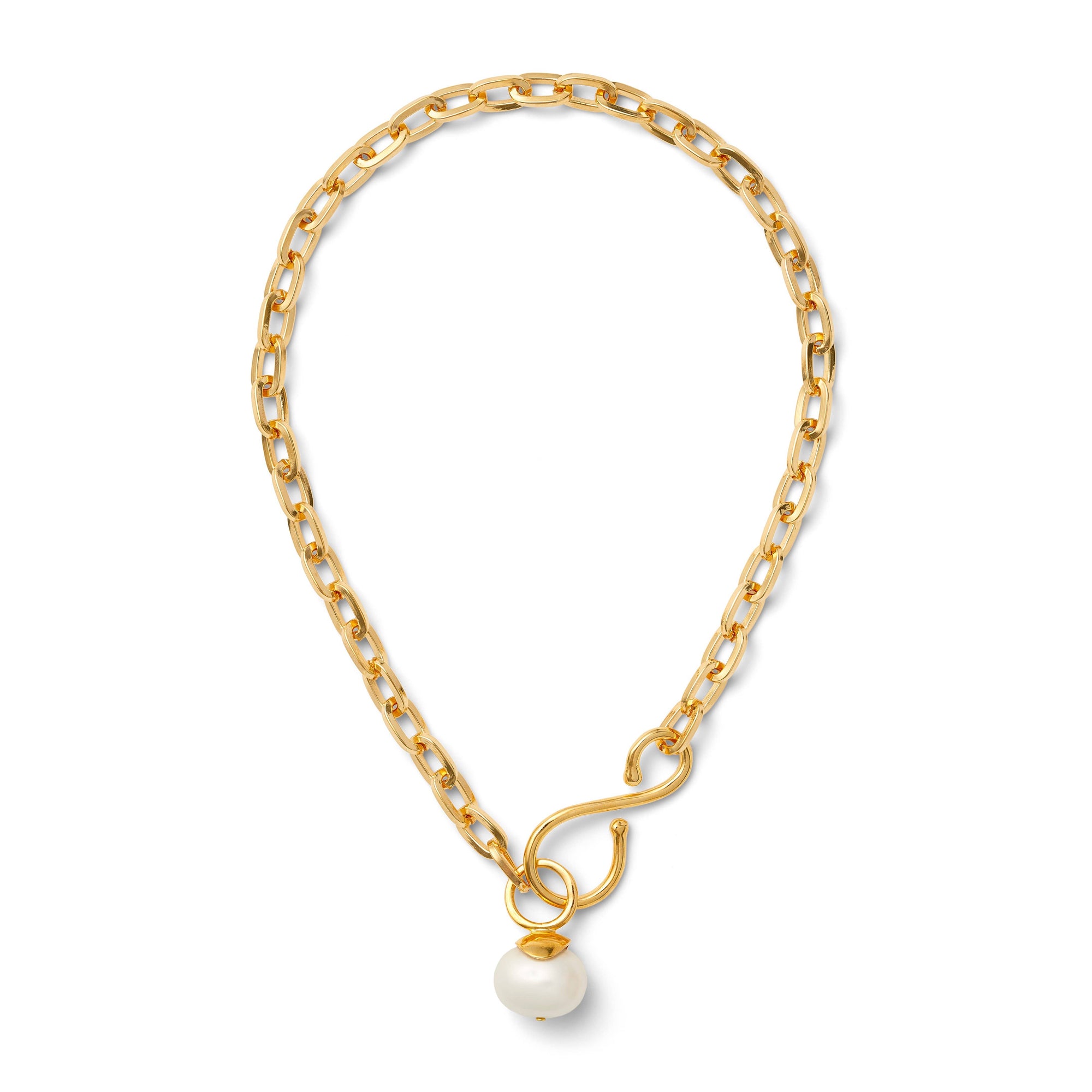 Big + Bold Gold Pearl Link Necklace