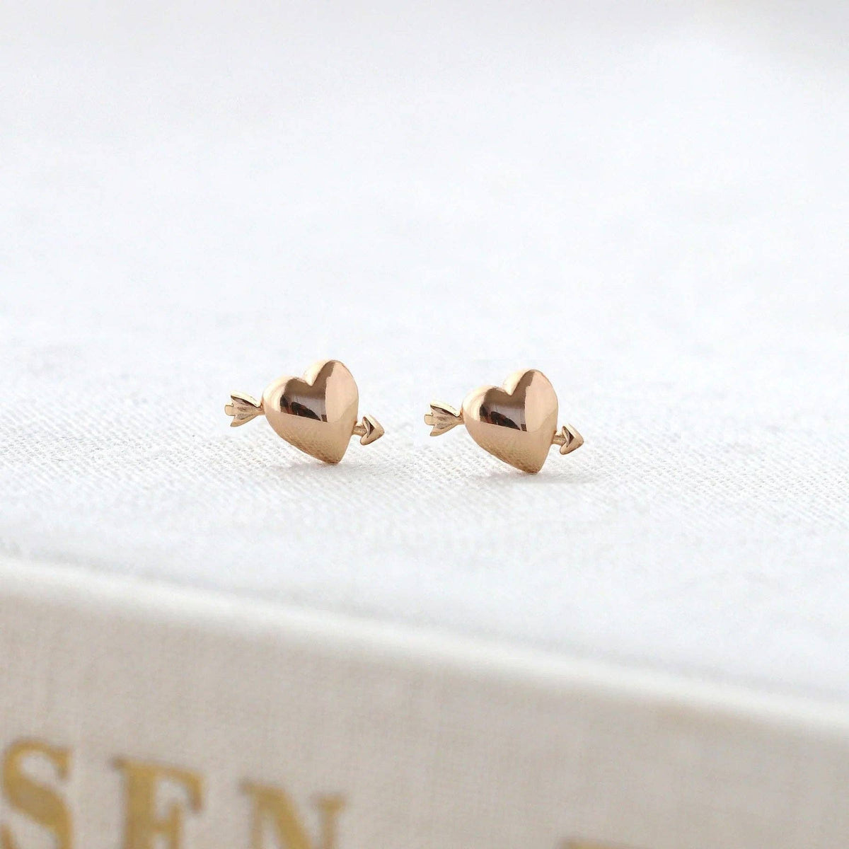 Gold Heart with Arrow Studs