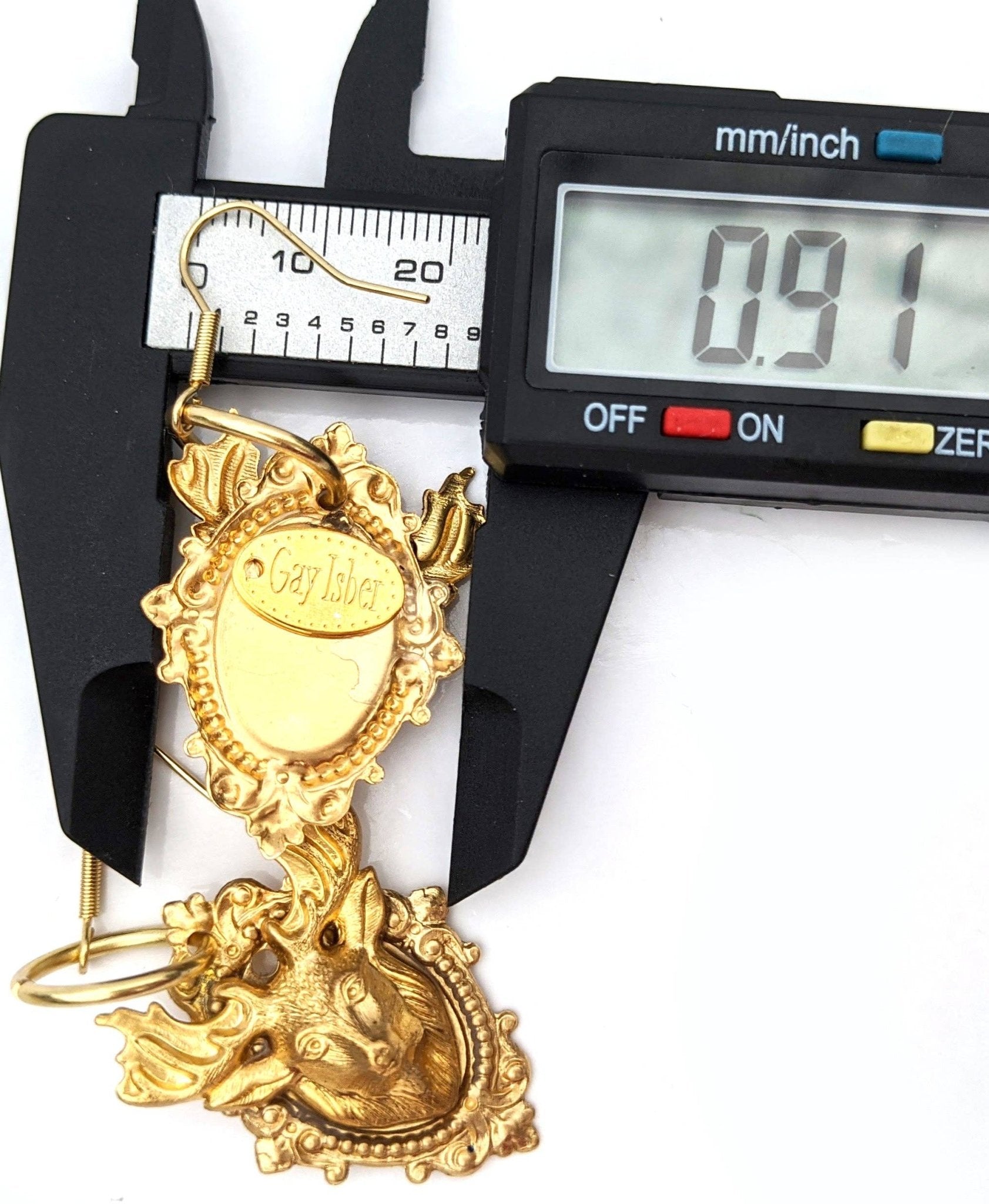 3D Deer Brass Mounted Earrings - Box Turtle