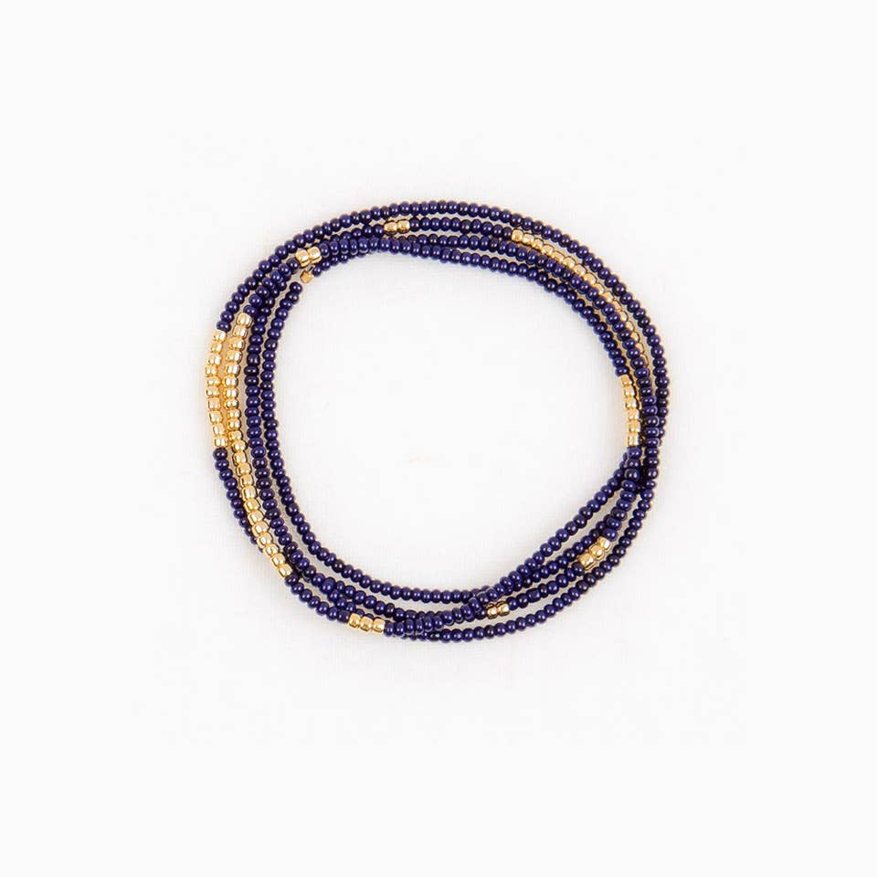 Gold Bead Stretch Necklace Wrap Bracelet