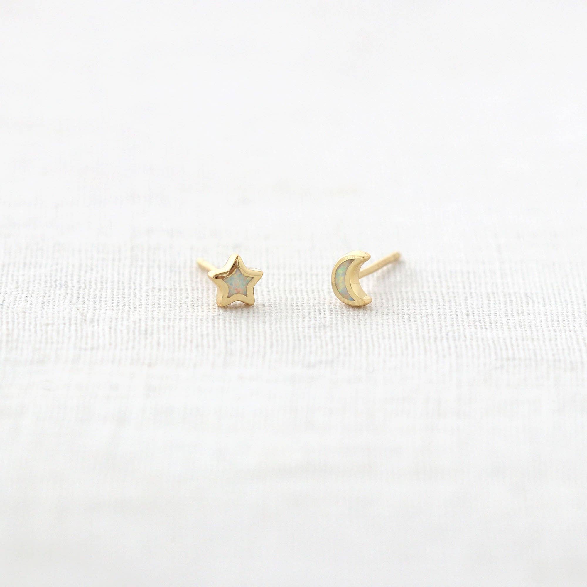 Opal Star & Moon Studs