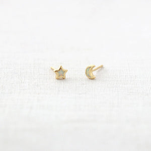 Opal Star & Moon Studs