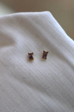 Gold Amethyst CZ Studs
