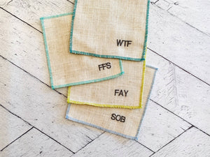Linen Swears Cocktail Coasters S/8