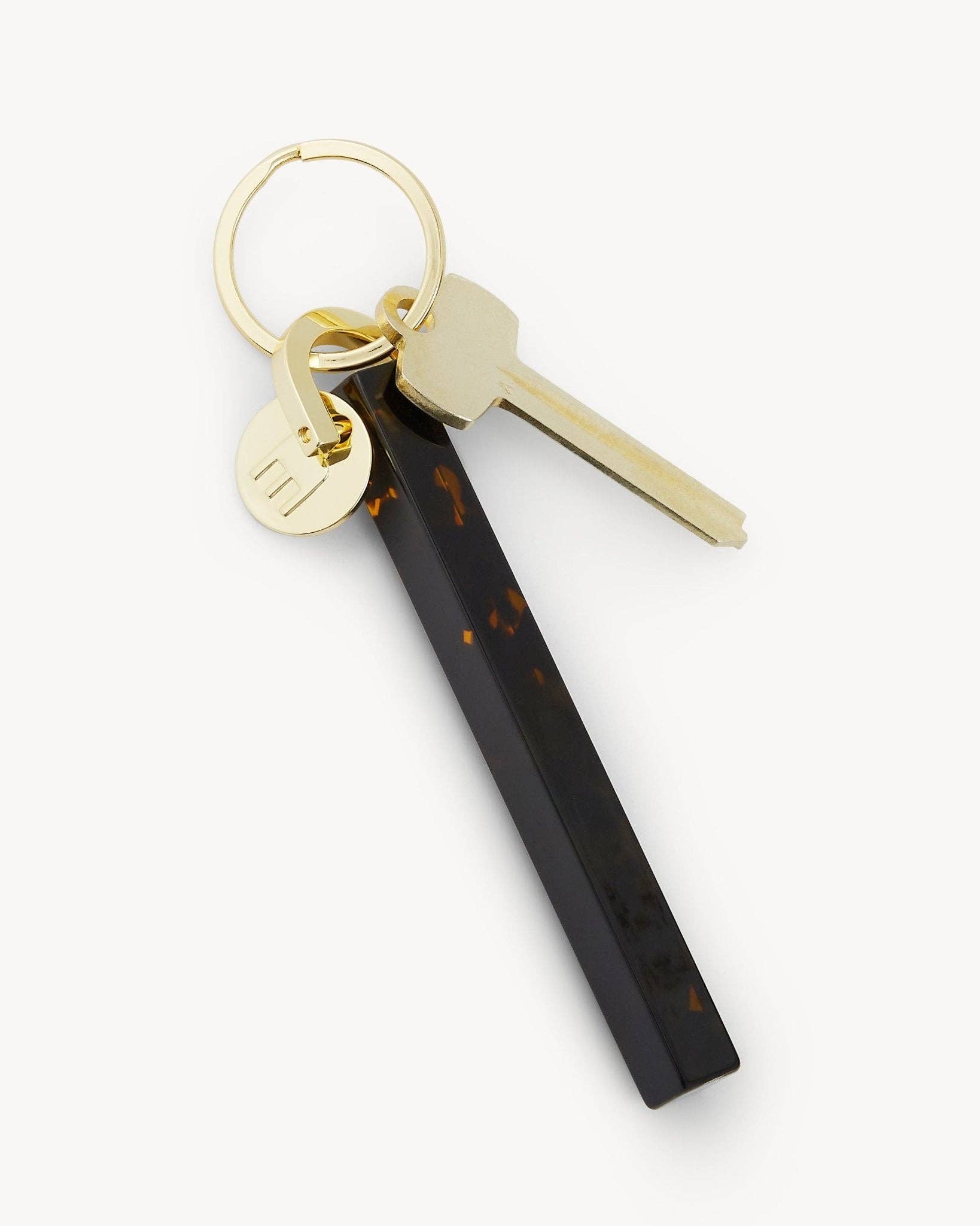 Dark Tortoise & Gold Bar Keychain