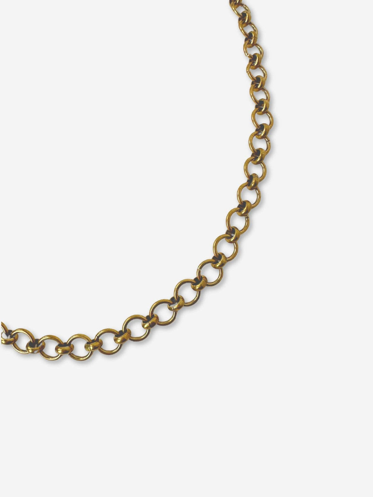 Plain Raw Brass Circle Link Chain Necklace