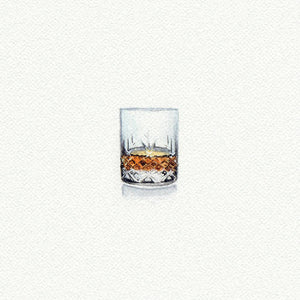 Whiskey Glass Miniature Watercolor Print