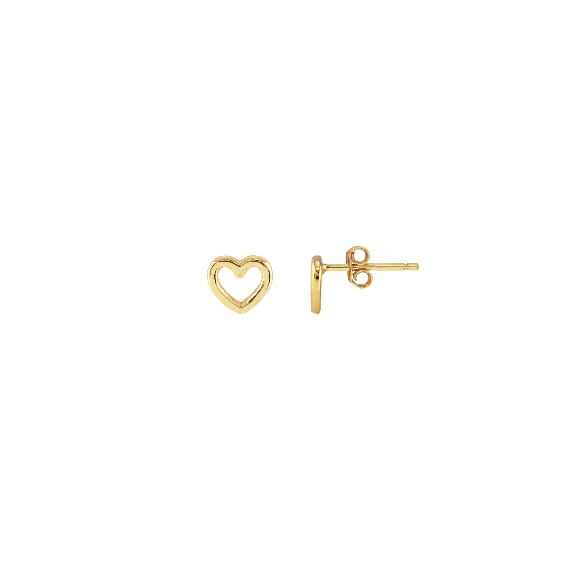 Gold Heart Outline Studs