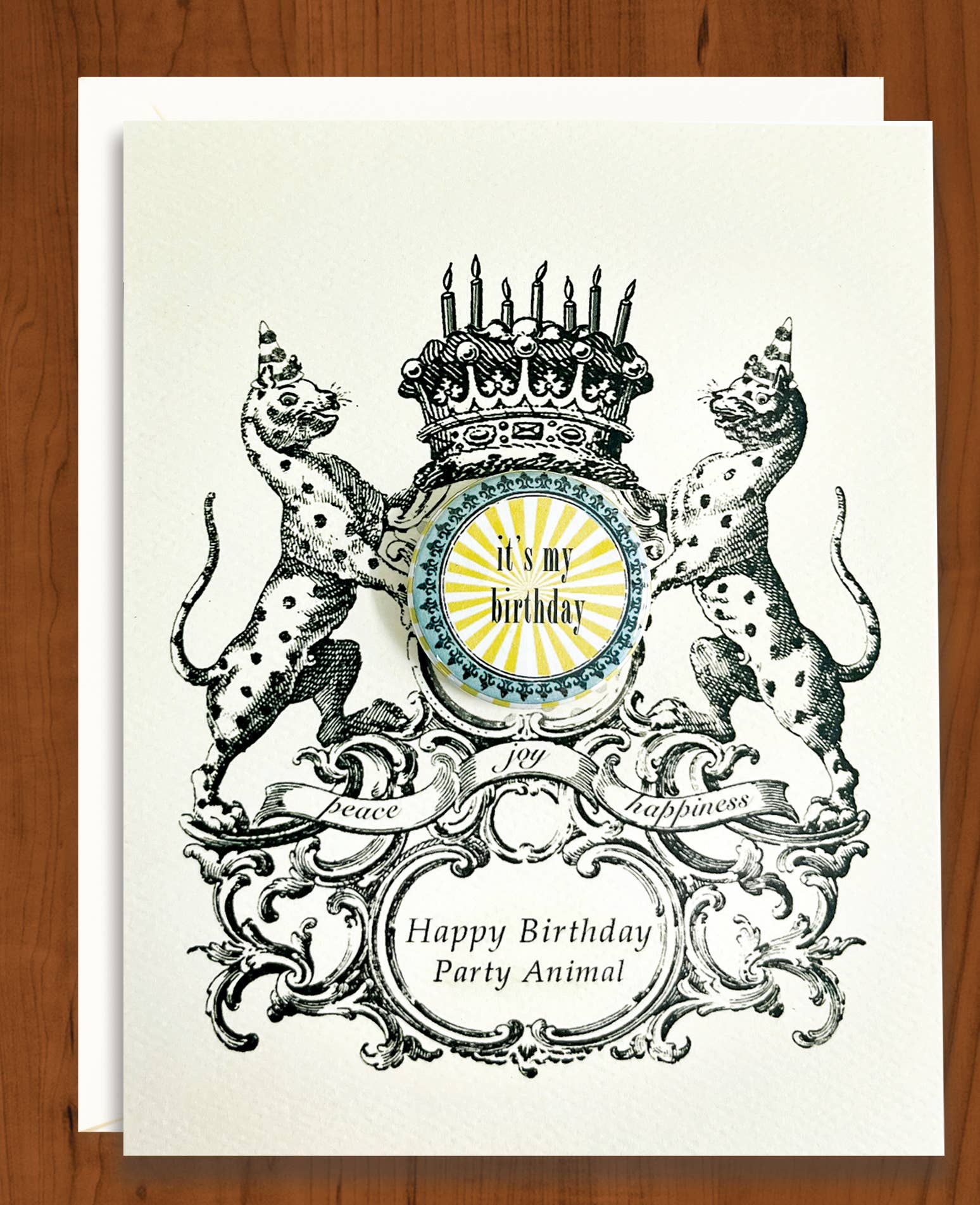 Happy Birthday Party Animal card w/removable pin