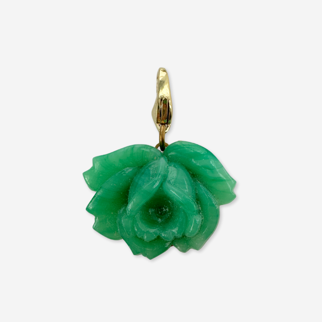 Vintage Japanese Green Jade Rose Charm