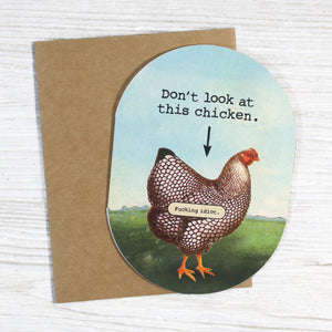 Don't Look at This Chicken Vintage Card
