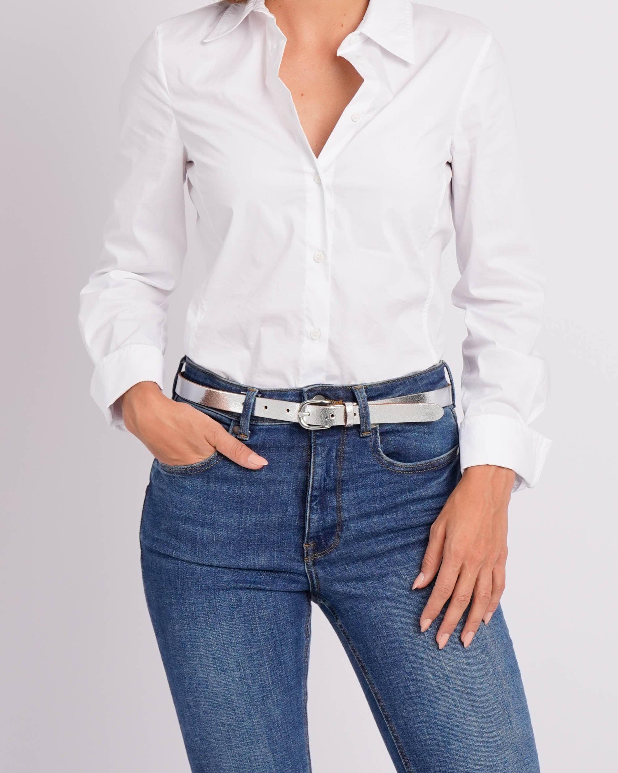 Eva - Metallic Skinny Leather Belt