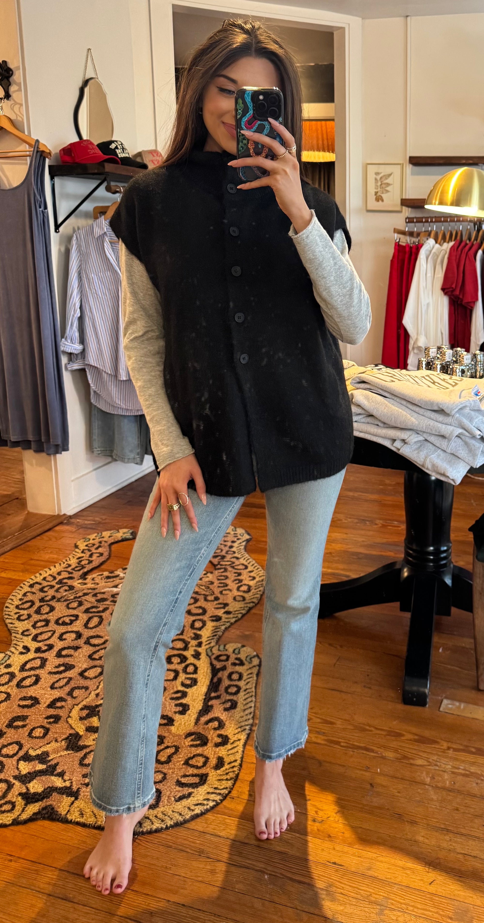Black Sleeveless Cardigan