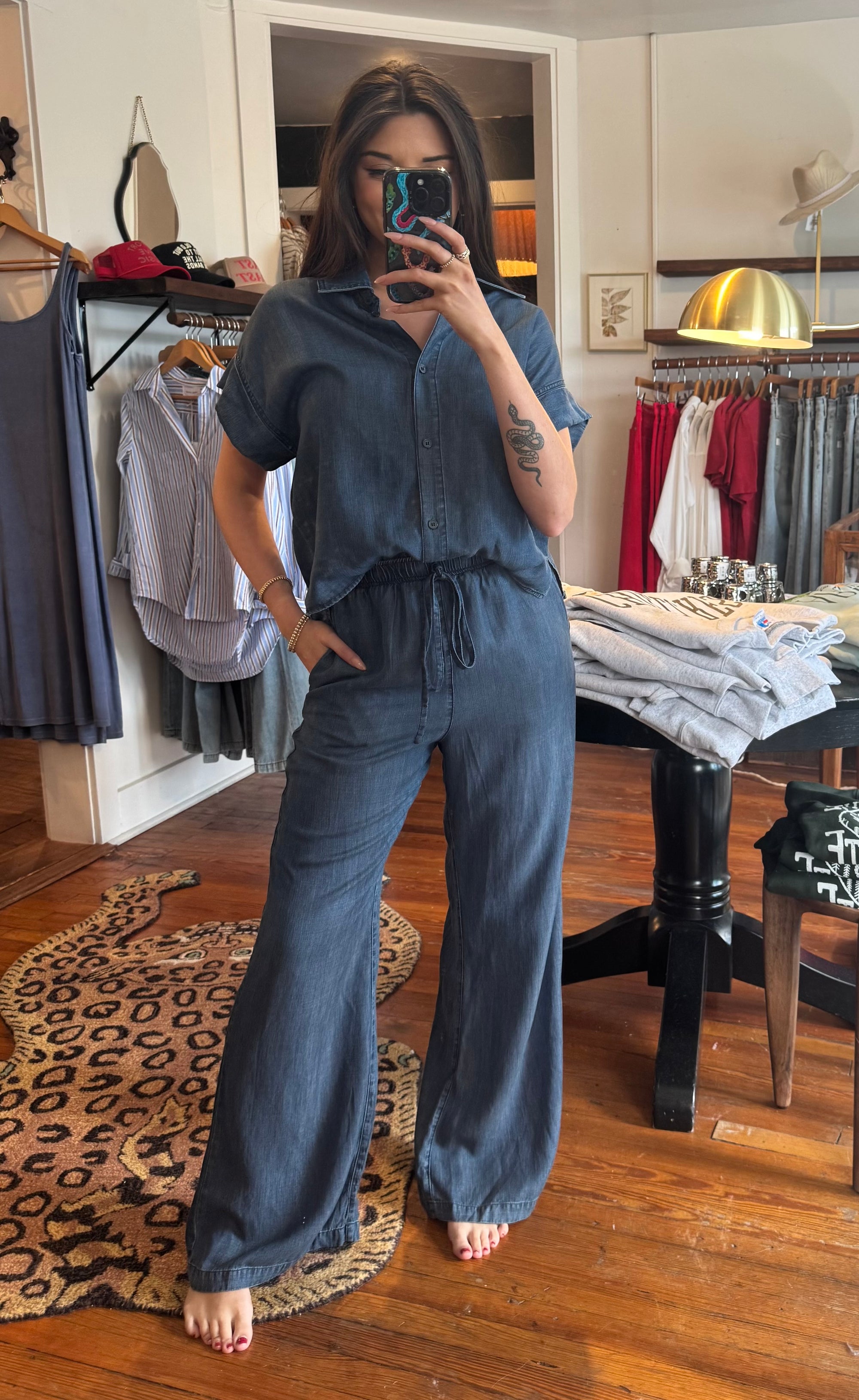 Navy Wash Wide Leg Jumper