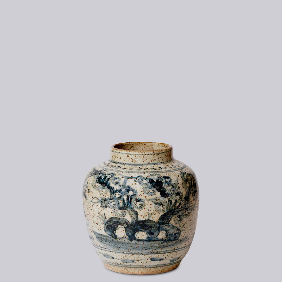 Rustic Porcelain Three Friends Small Round Vase
