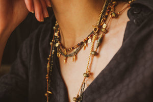James Short Layering Necklace in Pyrite