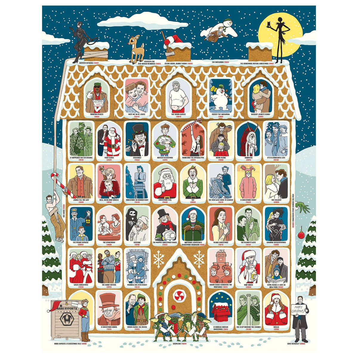 50 Must-Watch Christmas Movies Bucket List 1000-piece Puzzle - Box Turtle