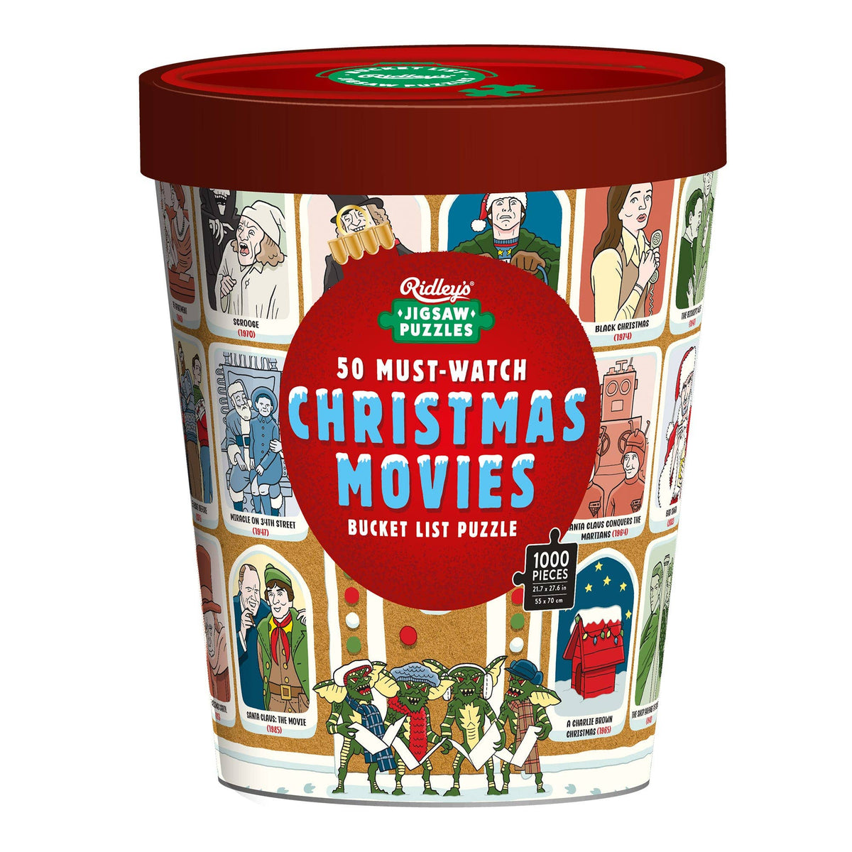 50 Must-Watch Christmas Movies Bucket List 1000-piece Puzzle - Box Turtle