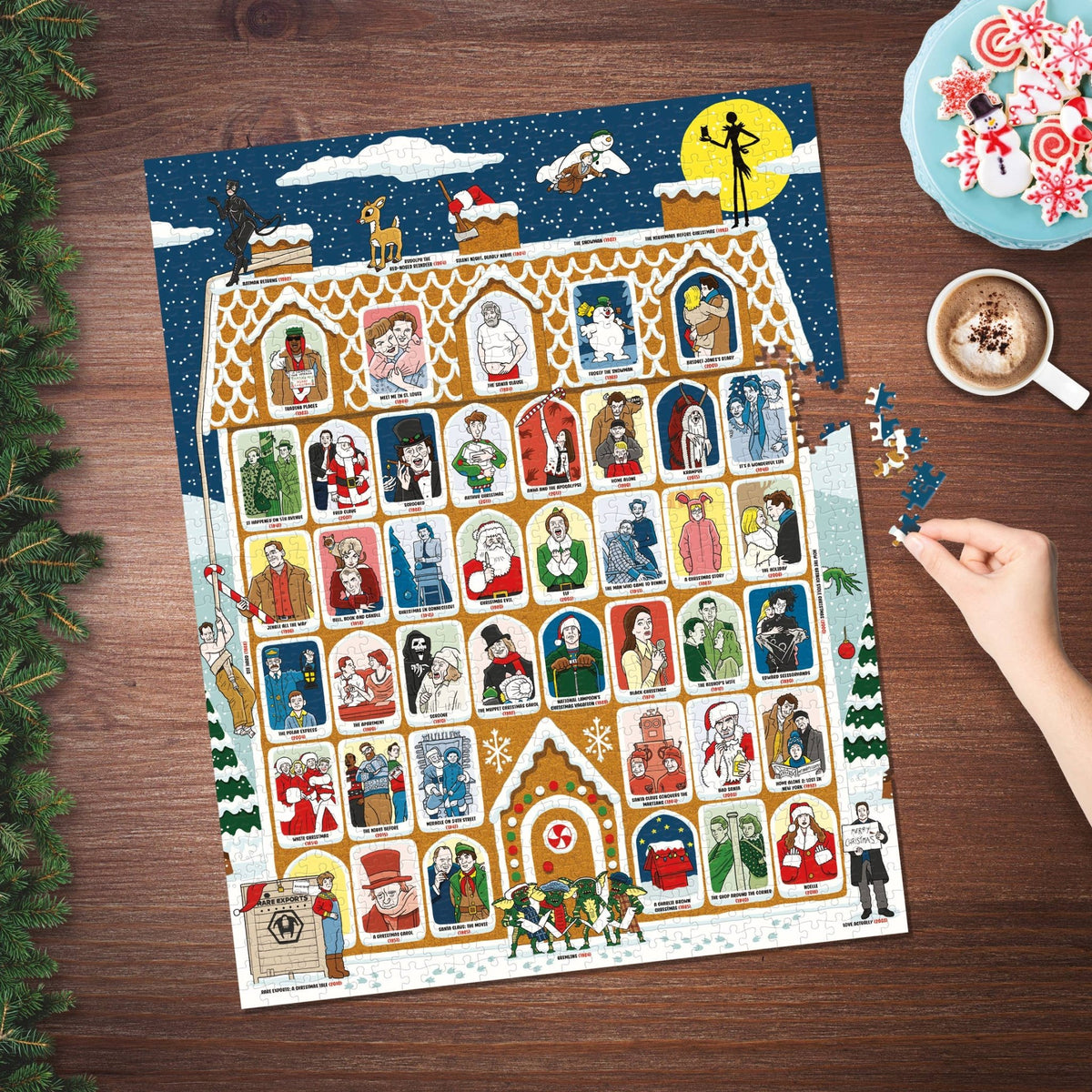 50 Must-Watch Christmas Movies Bucket List 1000-piece Puzzle - Box Turtle