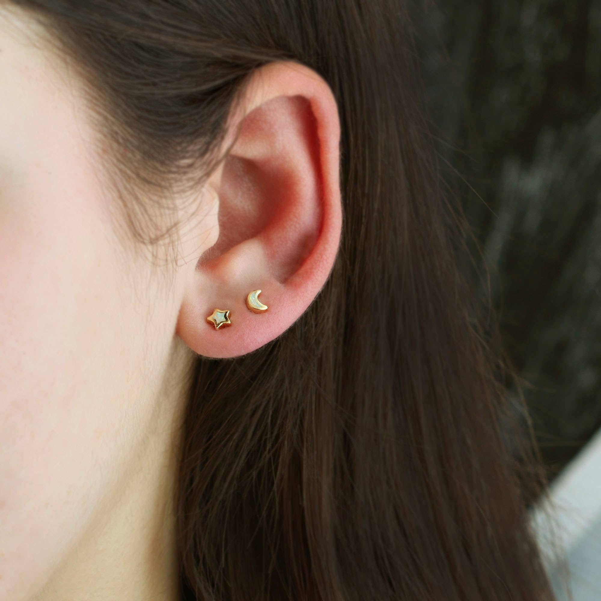 Opal Star & Moon Studs