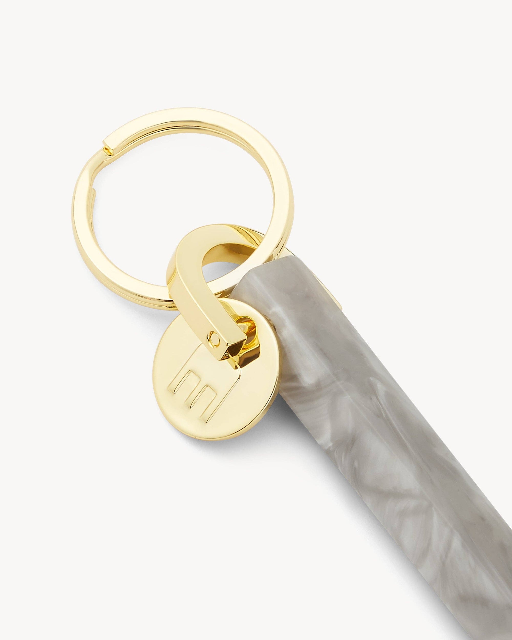 Grey Shell & Gold Bar Keychain