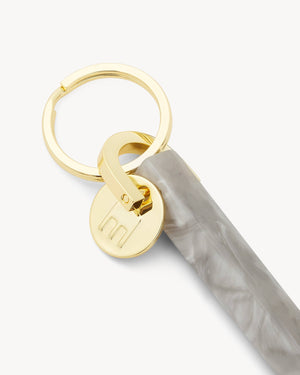 Grey Shell & Gold Bar Keychain