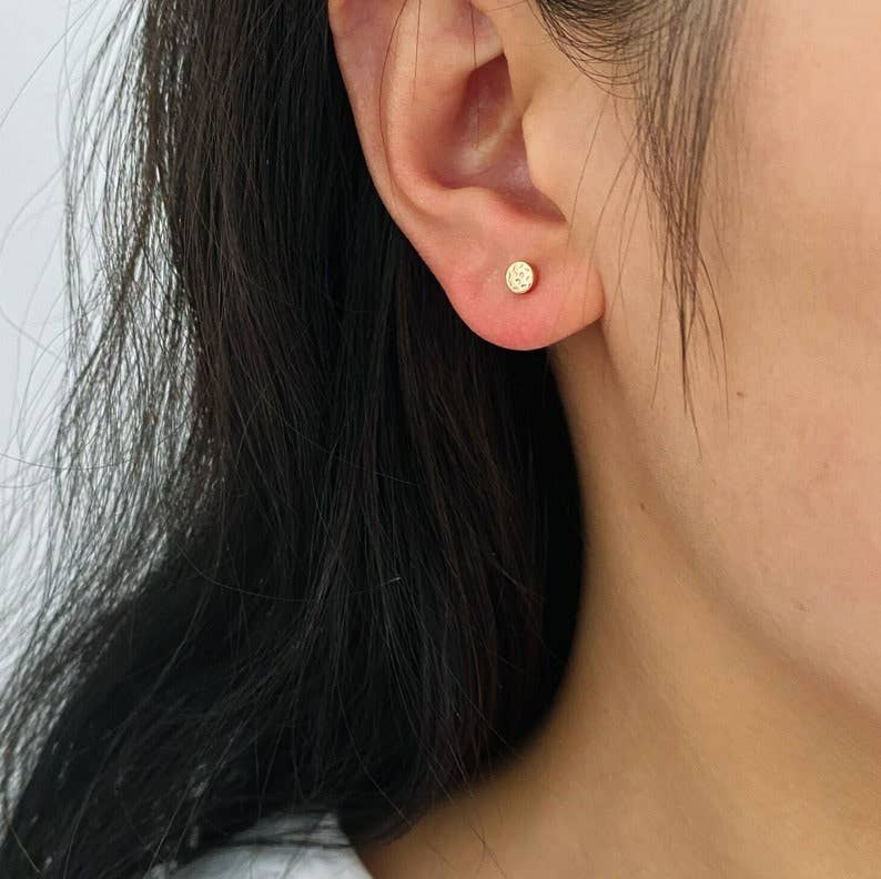 Hammered Moon Stud Earrings