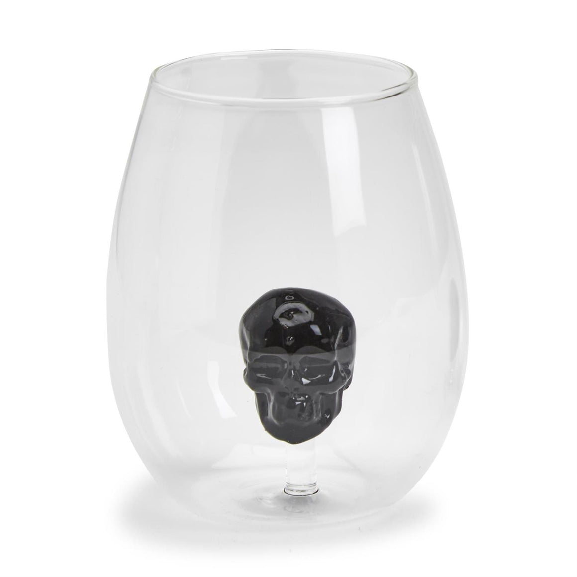 Black Skull Stemless Wine Glass