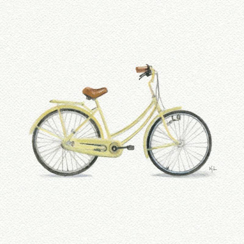 Bike Yellow Miniature Watercolor Print