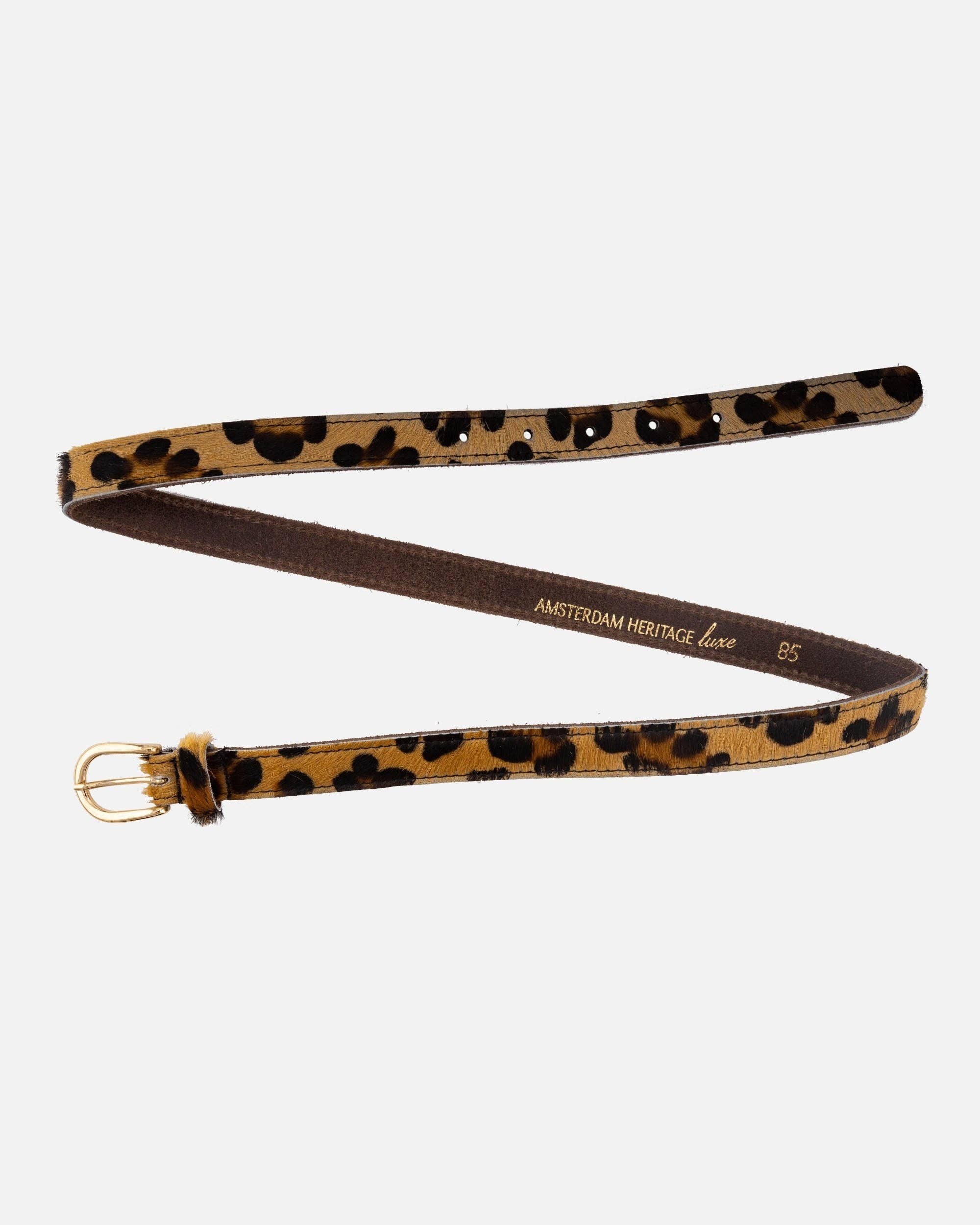 Dania | Gold Leopard Skinny Leather Belt