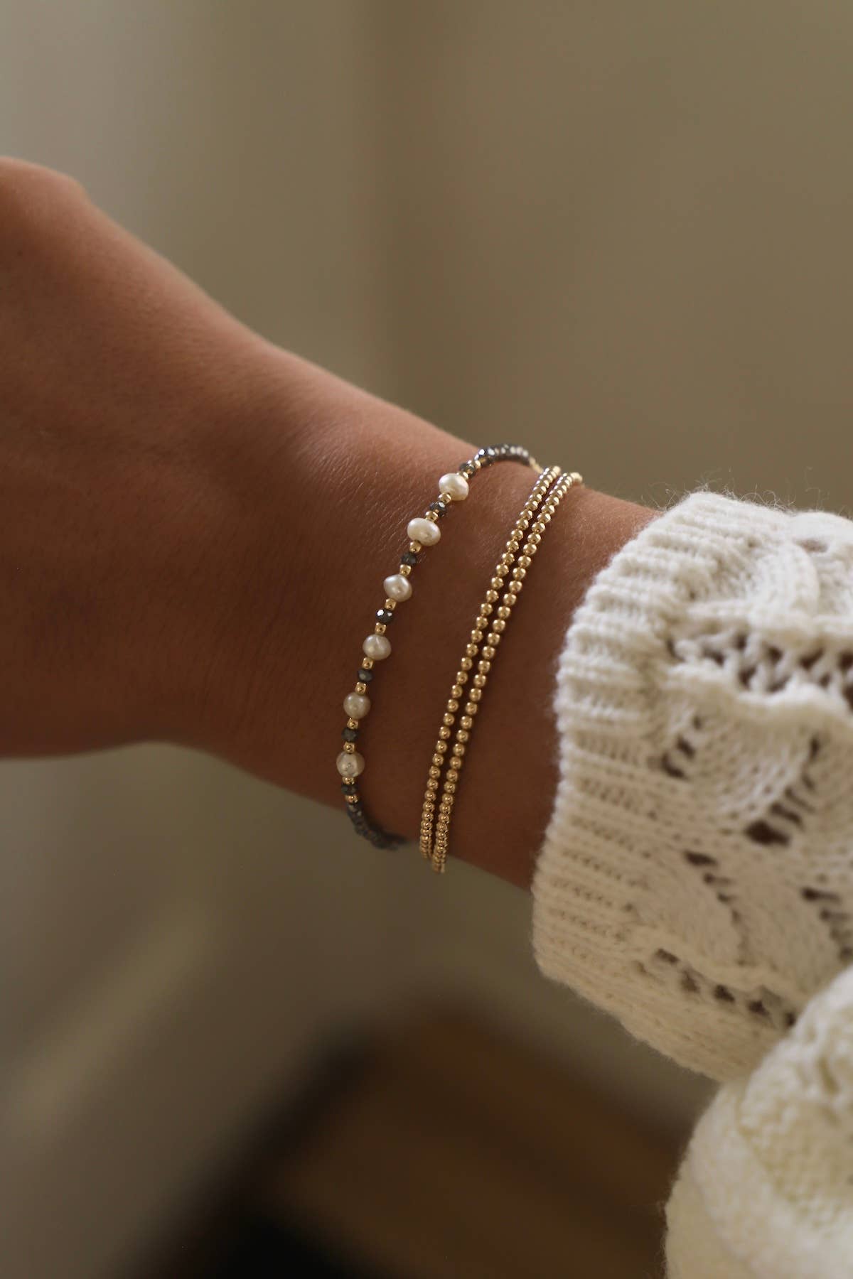 Smoky Crystal and Pearl Bracelet