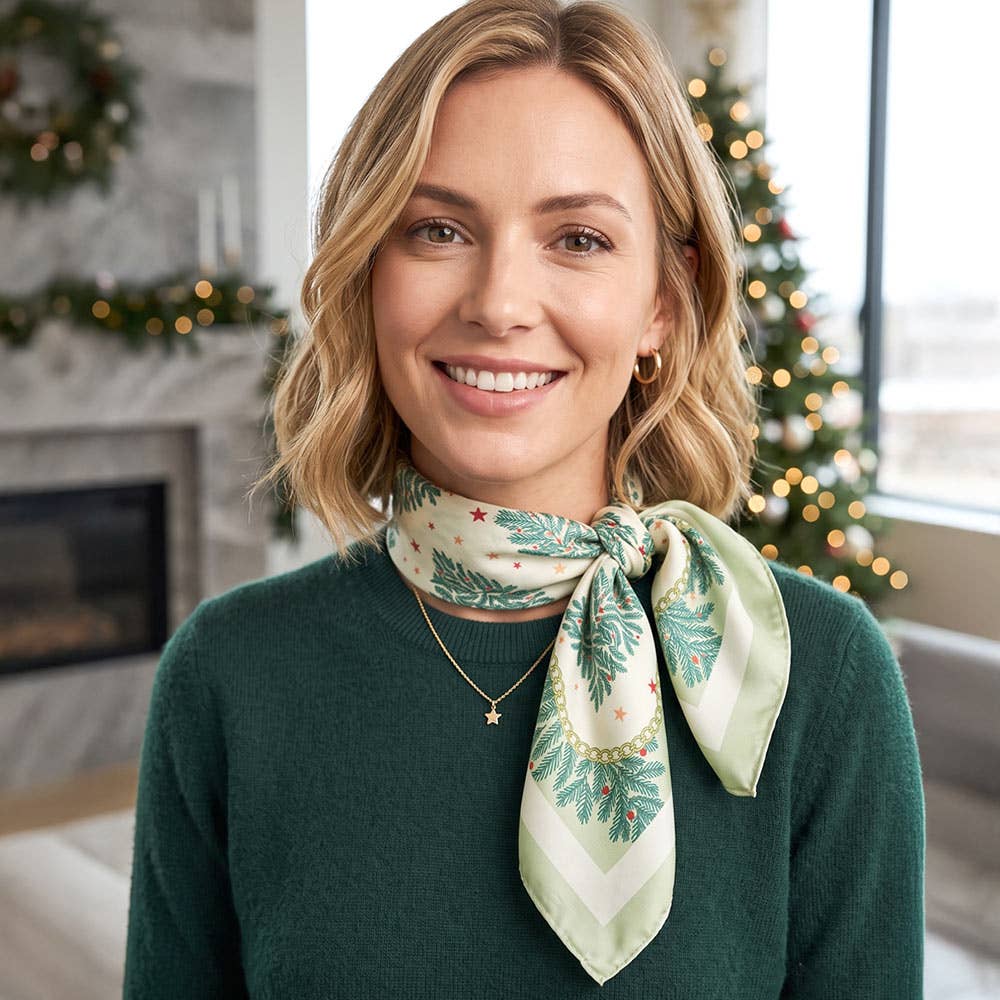 Green Vintage Christmas Tree Square Bandana Scarf