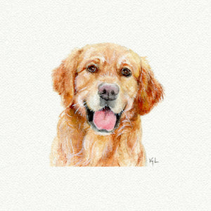 Golden Retriever Miniature Watercolor Print