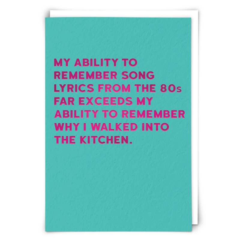 80s Song Lyrics Card