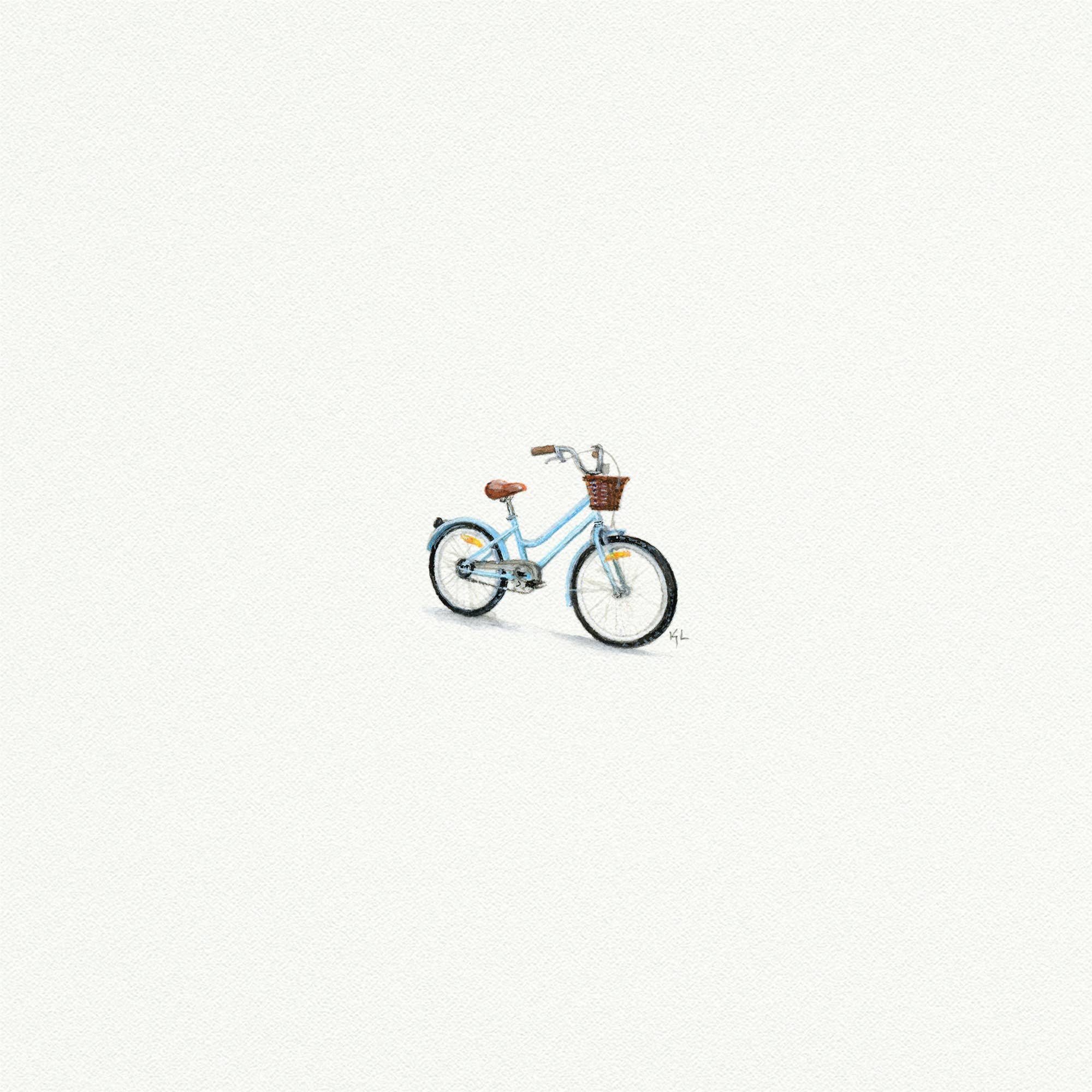 Bike Blue Miniature Watercolor Print
