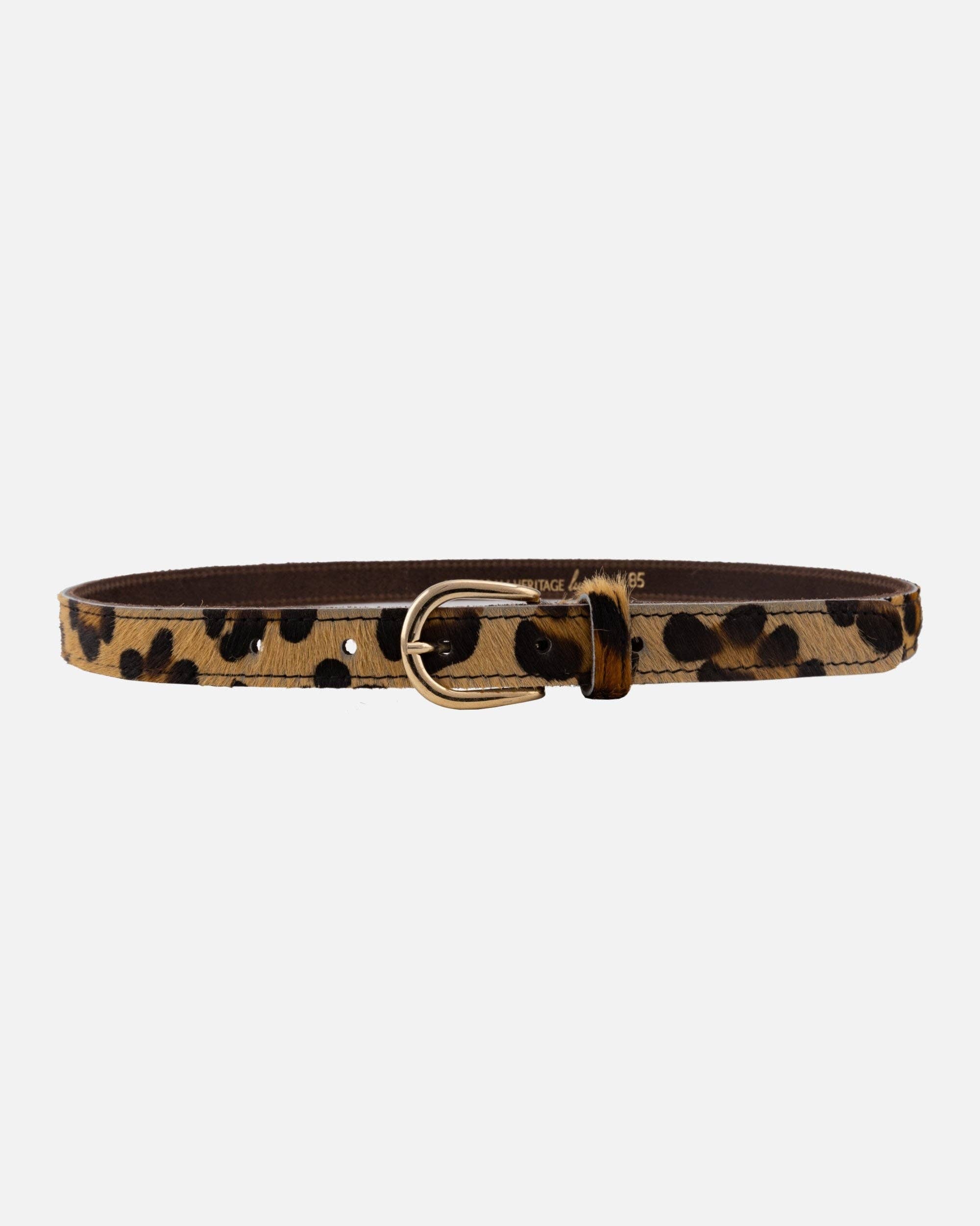 Dania | Gold Leopard Skinny Leather Belt
