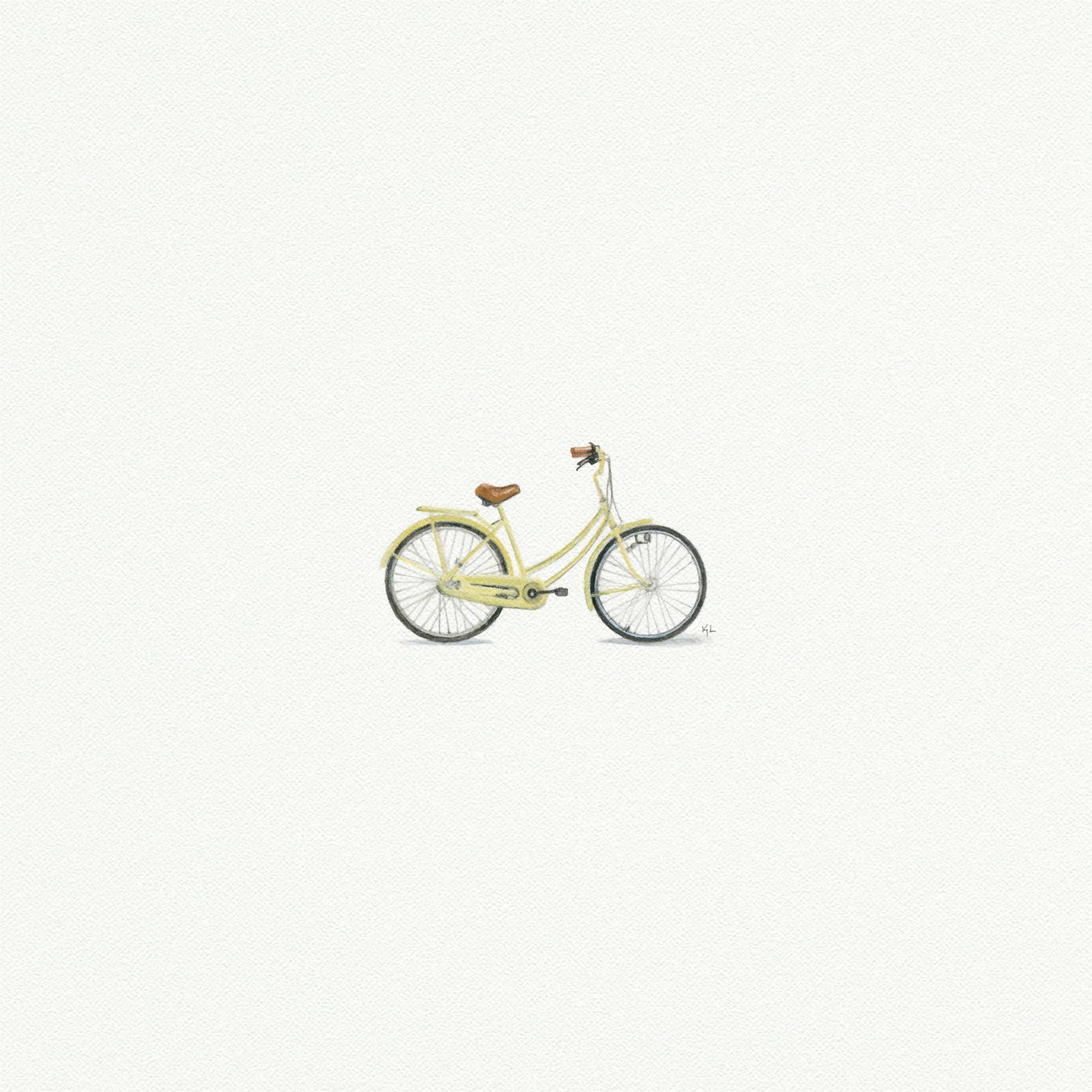 Bike Yellow Miniature Watercolor Print