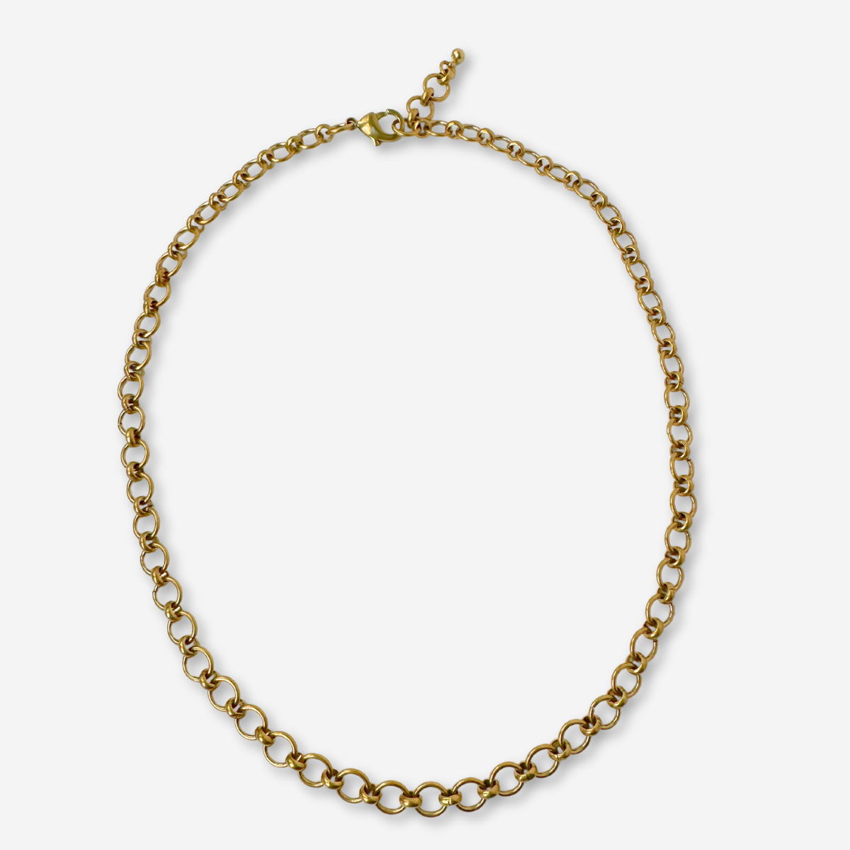 Plain Raw Brass Circle Link Chain Necklace
